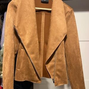 Tahari Faux Leather Brown Jacket
